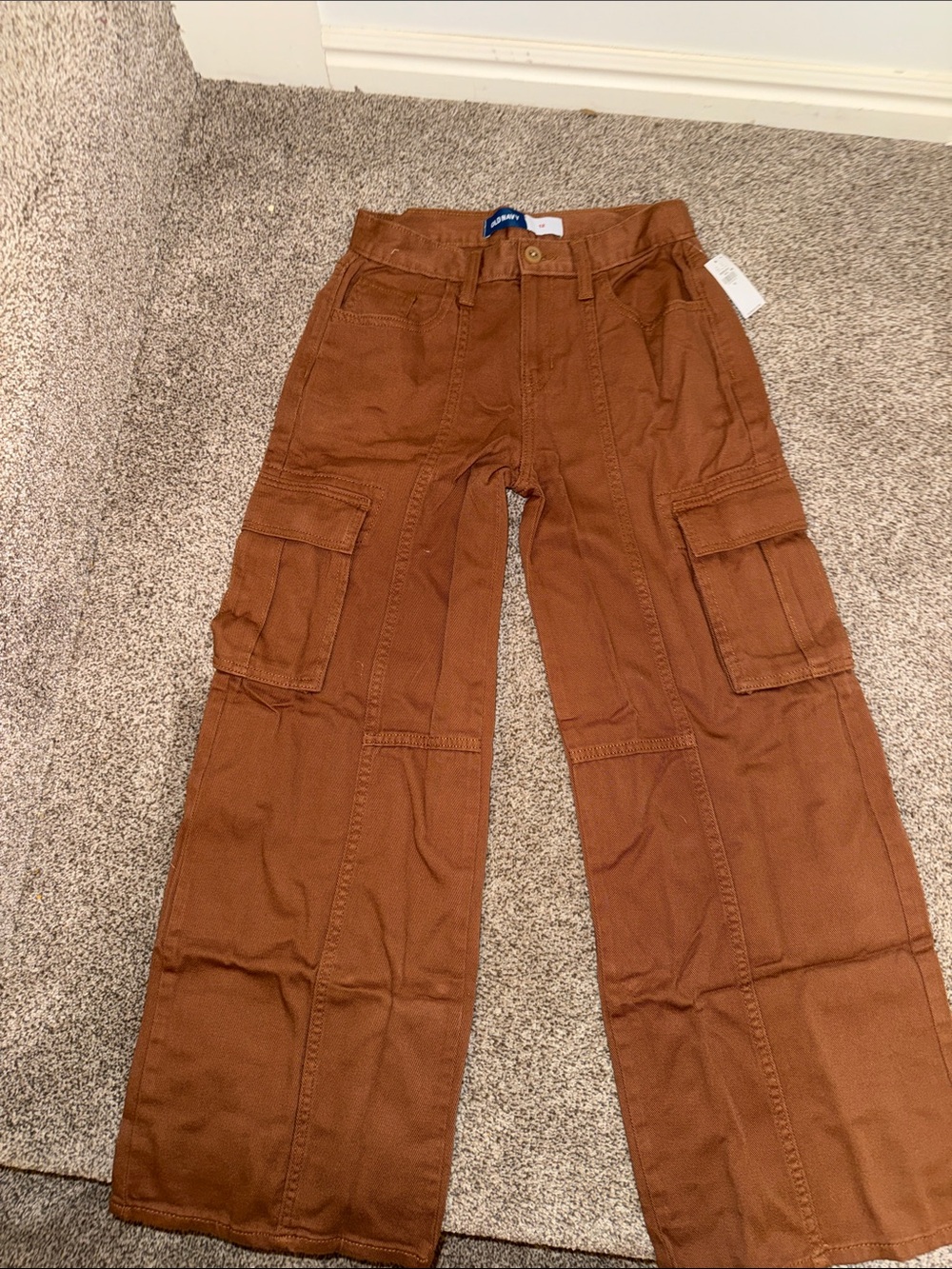 Old Navy Girls super baggy wide leg Cargo twill pants  - Brown